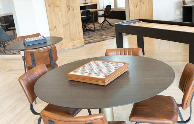 games on game tables in the clubhouse at Carmel Vista, Georgia