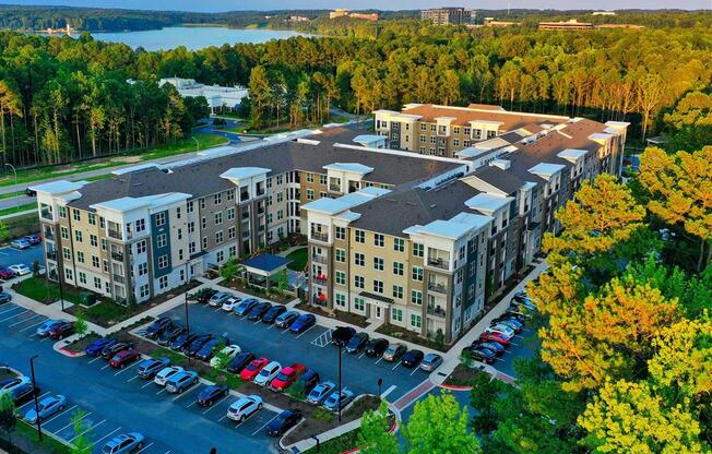 Aerial View Of Pointe at Lake CrabTree Property in Morrisville Apartment Rentals