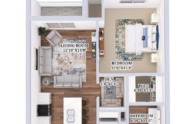 1 bed, 1 bath, 813 sqft, $1,625, Unit C-118