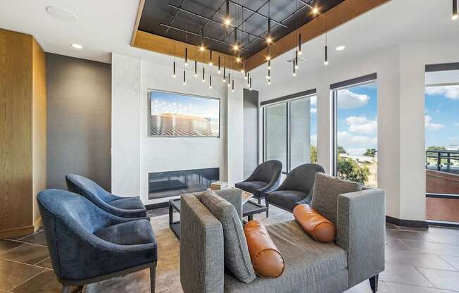 Living room with frame at Bayview Apartments, California