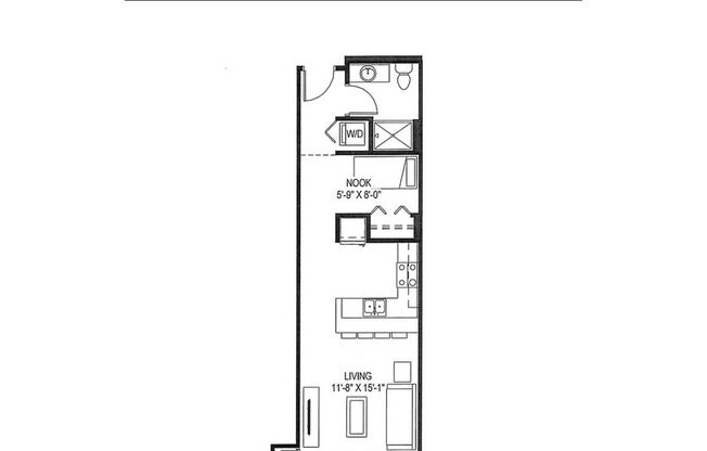 Studio, 1 bath, 536 sqft, $1,369, Unit 221