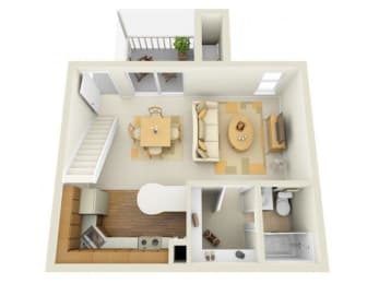 Studio, 2 baths, 763 sqft, $1,298