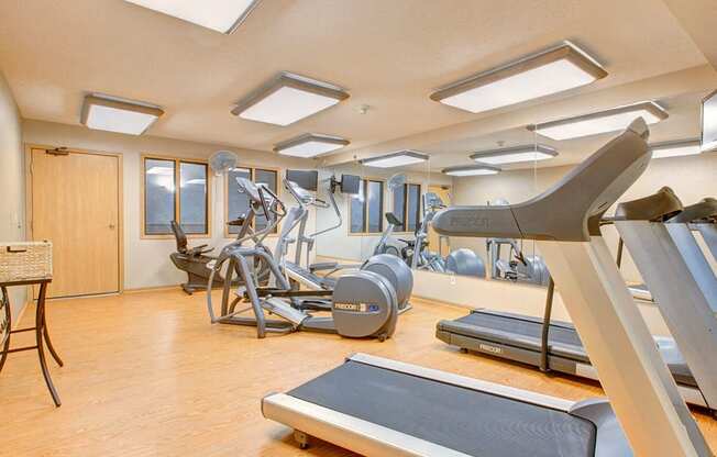 Fitness center with treadmills and other equipment