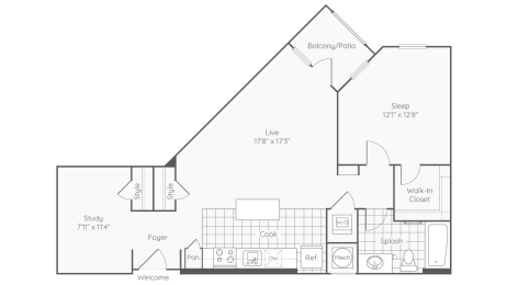 1 bed, 1 bath, 853 sqft, $2,003