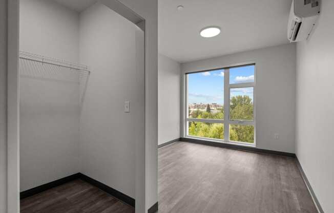 Bedroom with Attached Walk-In Closet at Ironside Apartments, Spokane