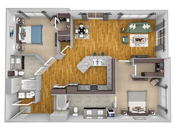 2 beds, 2 baths, 1,306 sqft, $2,353