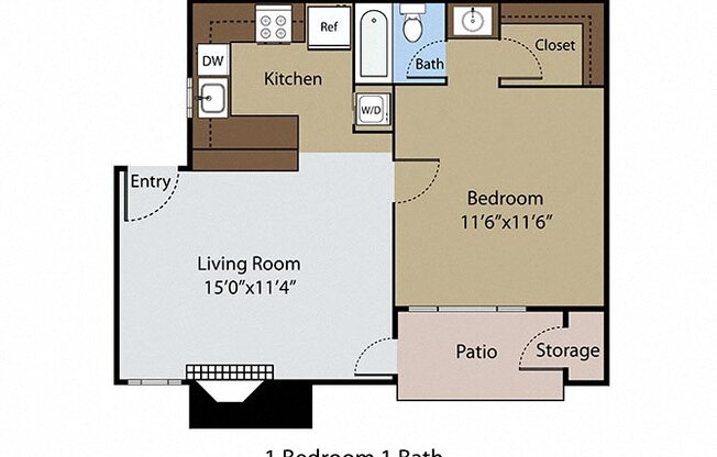 1 bed, 1 bath, 575 sqft, $995