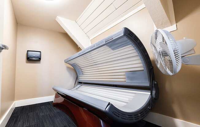 A tanning bed for resident use at westminster apartments and townhomes