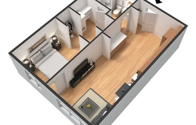 1 bed, 1 bath, 595 sqft, $1,595, Unit 303