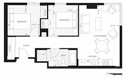 2 beds, 1 bath, 746 sqft, $1,802