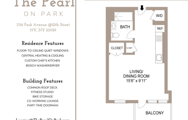 Studio, 1 bath, $3,020, Unit 10B