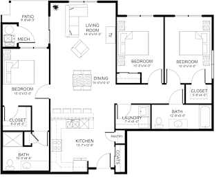 3 beds, 2 baths, 1,324 sqft, $1,399