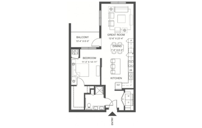 1 bed, 1 bath, 910 sqft, $1,995, Unit 124