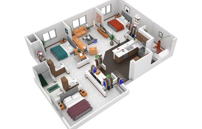 3 beds, 2 baths, 1,267 sqft, $1,995, Unit A304