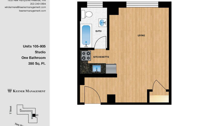 Studio, 1 bath, 407 sqft, $1,895, Unit H405