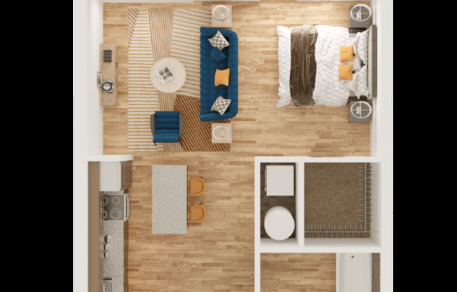 Studio, 1 bath, 558 sqft, $1,180