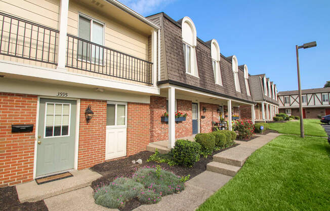 This is a photo of building exteriors at Village East Apartments in Franklin, OH.