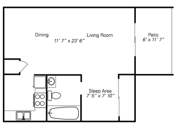 1 bed, 1 bath, 480 sqft, $794