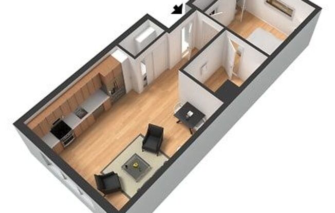 1 bed, 1 bath, 593 sqft, $1,650, Unit 109