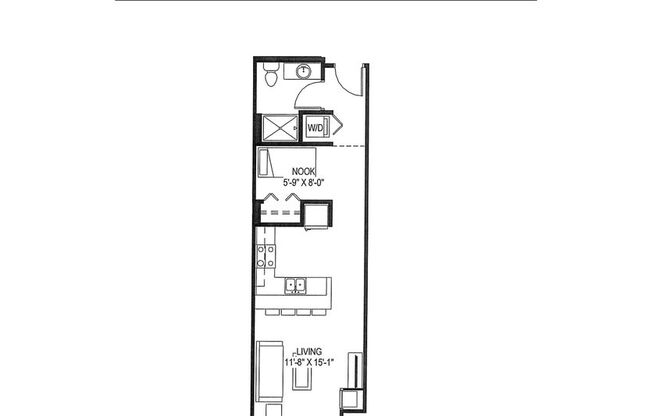 Studio, 1 bath, 521 sqft, $1,398, Unit 222