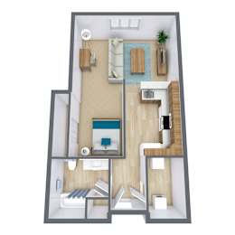 Studio, 1 bath, 654 sqft, $890