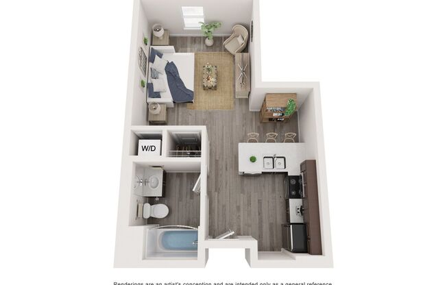 Studio, 1 bath, 458 sqft, $1,375