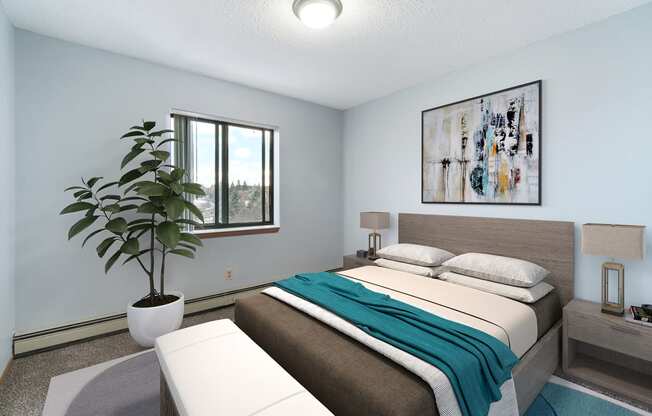 Dominium_ElmCreek_Newly Renovated Virtually Staged Apartment Home Bedroom