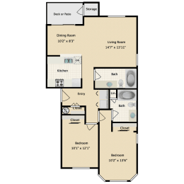 2 beds, 2 baths, 1,008 sqft, $2,175