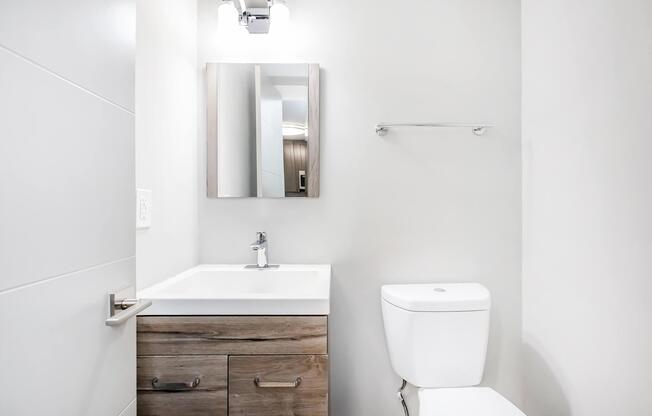 a sink and a mirror