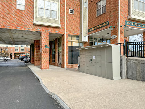 Package lockers outside the Corn Hill Landing Leasing Office (24/7 access)