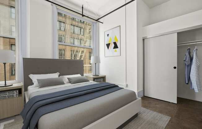 Apartments Downtown LA - Santa Fe Lofts - Spacious Bedroom with Large Closet and Oversized Windows