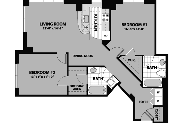 2 beds, 2 baths, 1,213 sqft, $3,431, Unit 406