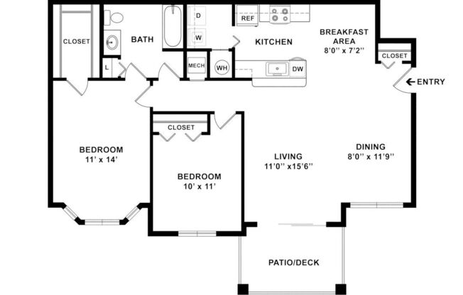 2 beds, 1 bath, 1,128 sqft, $1,765