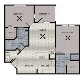 2 beds, 2 baths, 1,085 sqft, $1,615