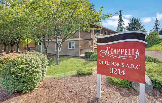 A sign for N'Capella Buildings A.B.C. stands in front of a building.