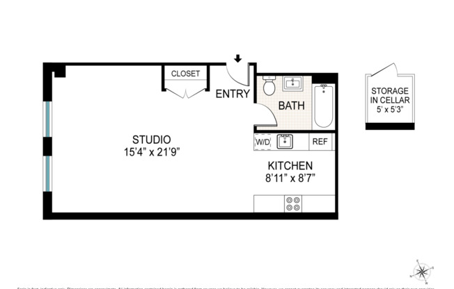 Studio, 1 bath, 526 sqft, $2,995, Unit 1B