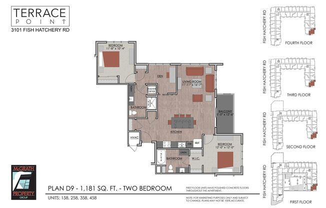 2 beds, 2 baths, 1,181 sqft, $2,425, Unit 258