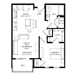 1 bed, 1 bath, 705 sqft, $1,845