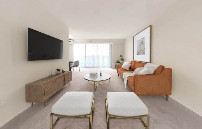 Large living room with walk-out balcony/patio