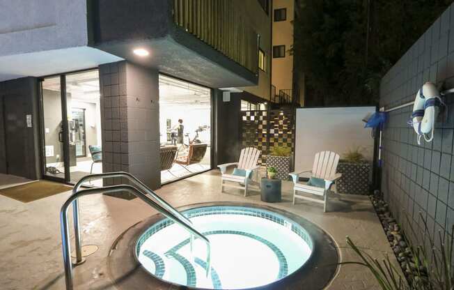 Jacuzzi by the gym at Westwood Riviera Apartments, Los Angeles, California