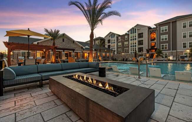 take a dip in our sparking fire pit at our apartments in las vegas