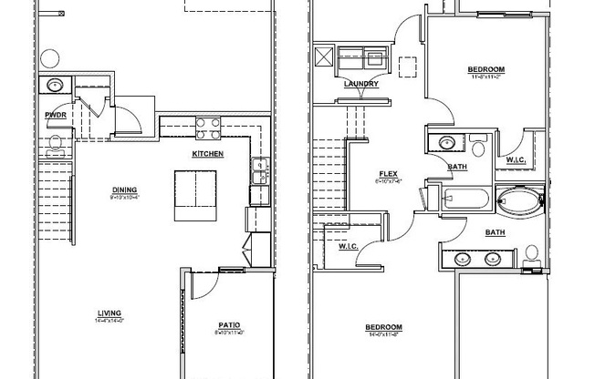 3 beds, 2.5 baths, 1,534 sqft, $2,100, Unit H-102