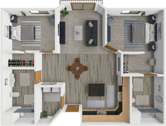 2 beds, 2 baths, 1,040 sqft, $1,205