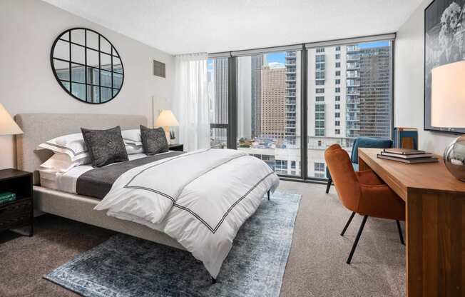 Floor-to-ceiling windows in Bedrooms at Shoreham and Tides, Chicago, 60601
