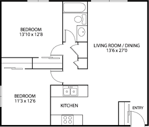 2 beds, 1 bath, 915 sqft, $1,525