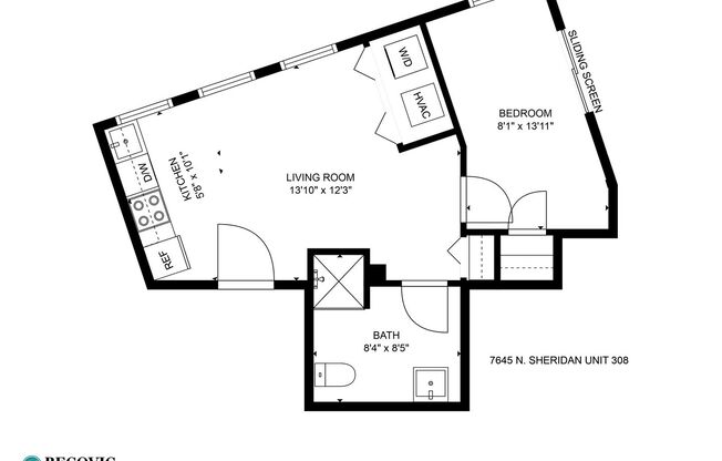 1 bed, 1 bath, 338 sqft, $1,795, Unit 308