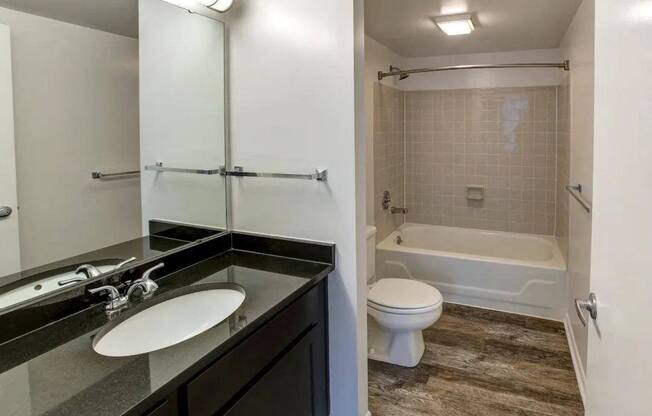 a bathroom with a sink and a toilet and a shower