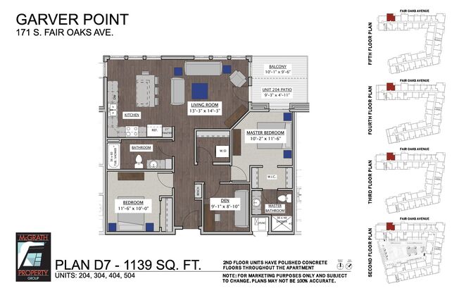 2 beds, 2 baths, 1,139 sqft, $2,625, Unit 404