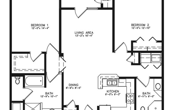 2 beds, 2 baths, 1,188 sqft, $1,435, Unit N-311