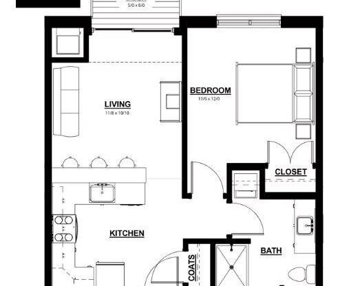 1 bed, 1 bath, 538 sqft, $1,095